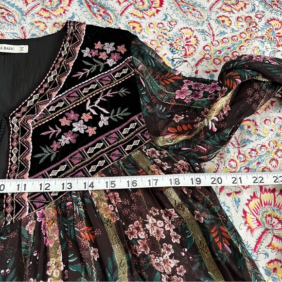 Zara boho glam velvet embroidered blouse - Picture 13 of 13